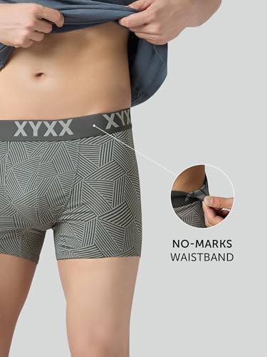 Image of XYXX Men's Cotton Modal Geometric Print Trunks | Antimicrobial, No-Marks Waistband Underwear for Men Combo (Pack of 2)
