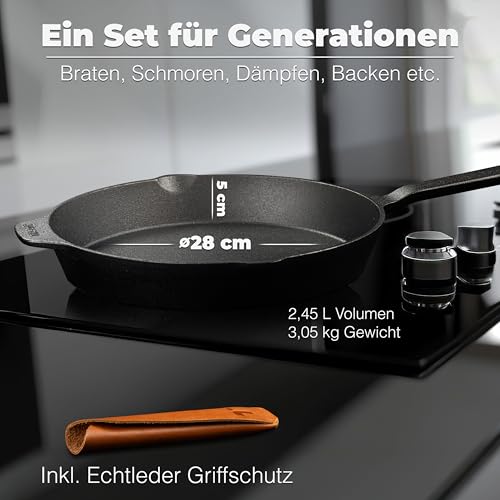 TECOR Gusseisenpfanne Induktion 28 cm ungeschliffen, universell, natürlich – Ansicht 4