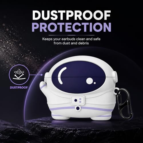 Image of Anvique Silicone Case Cover for Oneplus Nord Buds 4 Pro, Scratch Resistance, Shock Absorption, with Premium Carabiner (Astronout Cartoon S)