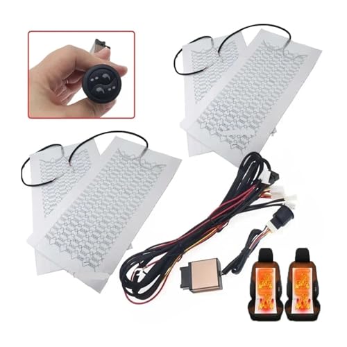 PVGVKCKKTA 4Pcs Carbon Fiber Car Heated Seat Cover Cushion Pad Kit 2 Level High Low Temp Switch Universal Warm Hearting Covers(Carbon Fiber)