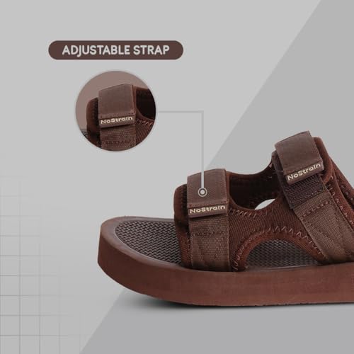 Image of NoStrain Men's Casual Sandals - Comfortable, Washable & Waterproof Open-Toe Footwear for Men with 4-Point Adjustable Velcro Strap, Heel Cushioning & Triple-Density Sole
