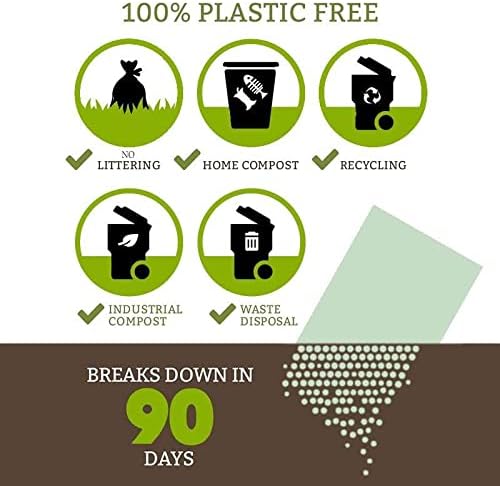 Miniatura 2 de 300 bolsas para excrementos de perro a prueba de fugas, fabricadas con almidón de maíz biodegradables en 90 días, 100% compostables, 20 rollos, 15