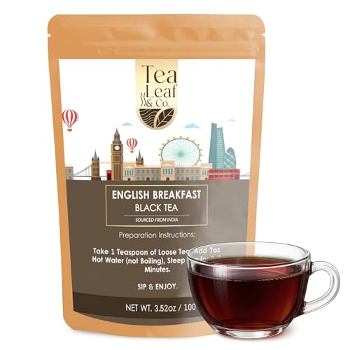 Image of Tealeaf & Co. English Breakfast Black Tea - English Breakfast Tea in Loose Leaf Form - Contains Low Caffeine - Upto 50 Servings - Gluten Free (3.52oz /100gm)