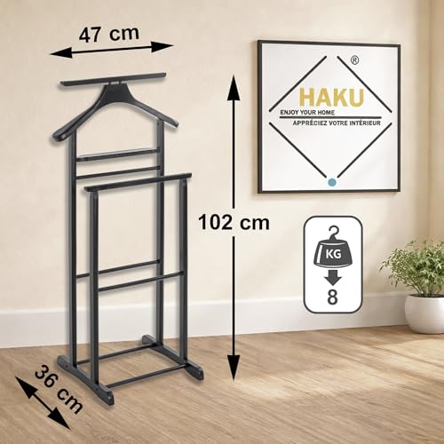 HAKU Möbel aparcacoches negro, Madera maciza - Dim.: AN 47 cm x AL 102 cm x P 36 cm, Estilo: Tradicional - imagen 5