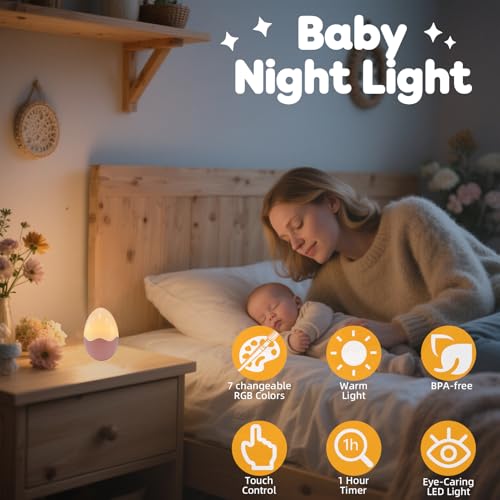 Lámpara de noche para bebé con 7 colores, recargable miniatura 4