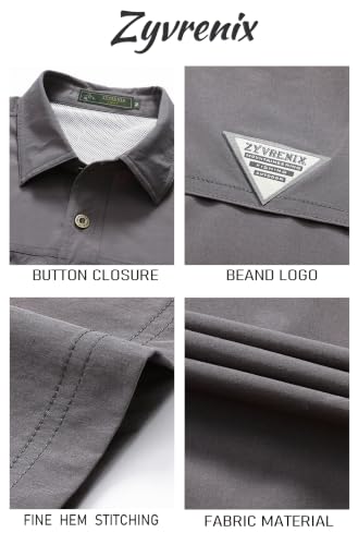 Zyvrenix Men's Short Sleeve Button Down Shirts with Pocket Dark Gray 2XL - image 5