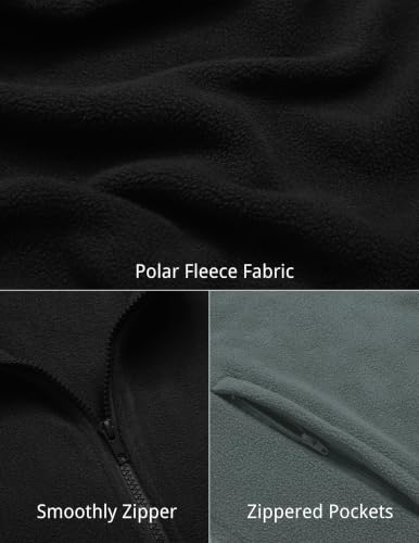 COOFANDY Men's Polar Fleece Vest Zip Up Sleeveless Warm Jacket Black Grey - image 6