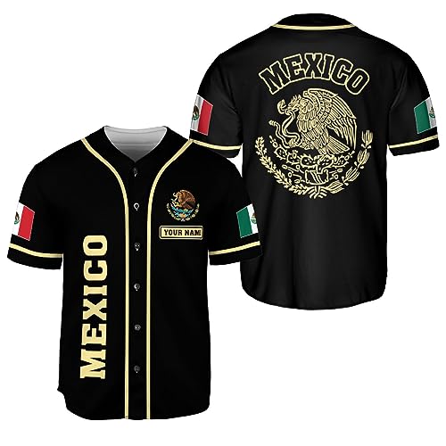 Woseprints Personalized Mexico Baseball Jersey, Mexican Baseball Jersey for Men Women Mexicano Flag Jersey Mexican Flag Pride (BJ312)