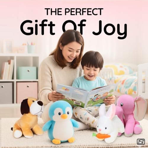 Image of Pack of 4 Soft Toys Combo - Appu Elephant (25cm), Penguin (20cm), Rabbit (28cm), Dog (25cm) |