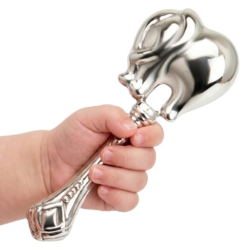 Image of Elephant Baby Rattle for Boy and Girl, 925 Sterling Silver, Newborn Gifts for Babies 0-12 Months, Non-Tarnishing, Beautiful Box Packaging, Custom Engraving Available