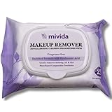 Mivida Hypoallergenic Makeup Remover Wipes with Hyaluronic Acid | Dermatologist-Tested, Biodegradable & Gentle on All Skin Types | Fragrance-Free & Alcohol-Free, 25 Count
