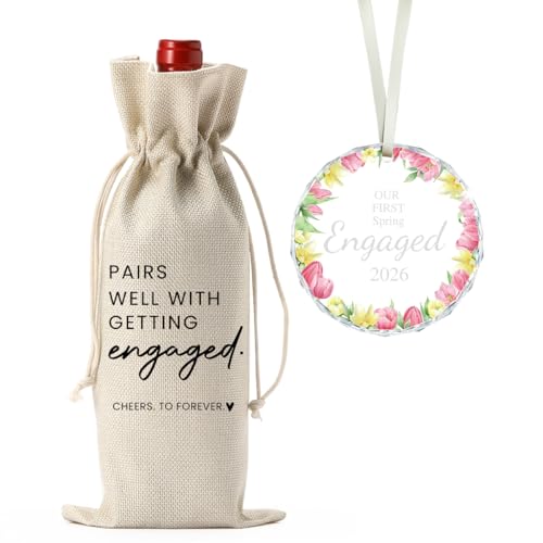 Image of 1st Spring Engaged Engagement Gifts for Couples Her Engagement Party Decorations for Women Couple Our First Spring Engaged Wine Bag Acrylic Ornament 2026