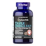 Puritan's Pride Premium Triple Active Omega 3-6-9 Fish, Flax, and Borage Oils, Dietary Supplement for Heart, Joint, and Cellular Health Support, 240 Rapid Release Softgels