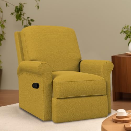 Image of CASALIVING Mersin Comfy Fabric Single Seater Recliner Chair, Recliner Sofa for Relaxing, Recliner Chair for Home Relax (Yellow) | Premium Fabric Sofa