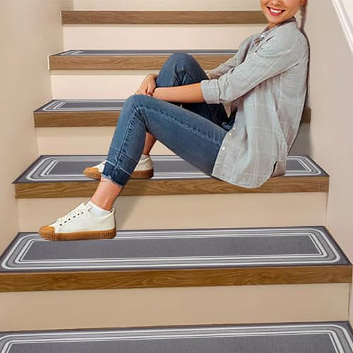 Alfombrilla de escalera de lujo 76x20 cm reutilizable color café pack de 15 6