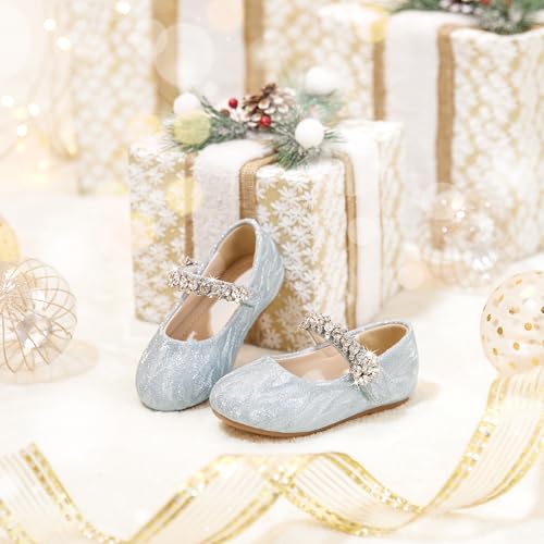 Image of PHIRAMIN Toddler Flower Girl Glitter Dress Shoes Little Girl Ballet Flats Bow Wedding Party