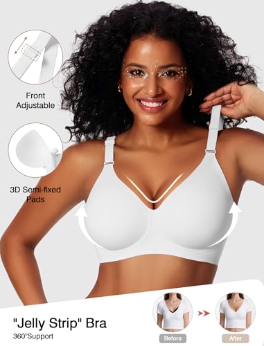 Image of Wireless Bras for Women Jelly No Underwire Push Up Seamless Comfort Full Coverage Supportive Soft Everyday Tshirt Bra