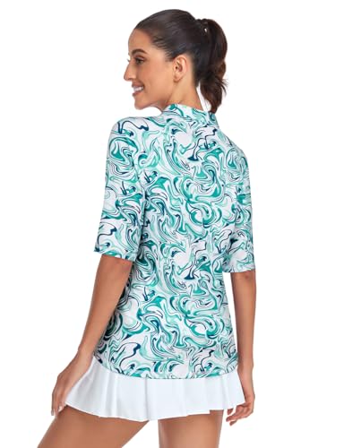 Misyula Womens Golf Shirt Quick Dry Half Sleeve Quarter Zip Polo Workout Tops Tennis Shirts M-3XL2