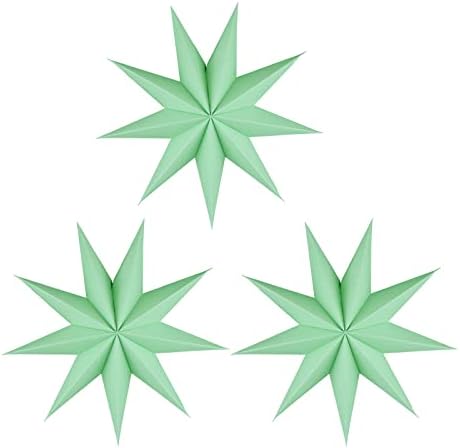 CAMILIFE 3 Pieces 9 Pointed Paper Star Lanterns 12 Inch 14D Paper Hanging Christmas Decorations Wedding Birthday Baby Shower Room Christmas Ornaments Party Supplies(3 Color)