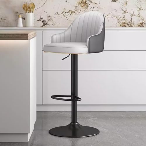 Tabouret de bar pivotant et réglable en cuir PU avec dossier pour îlot - 2