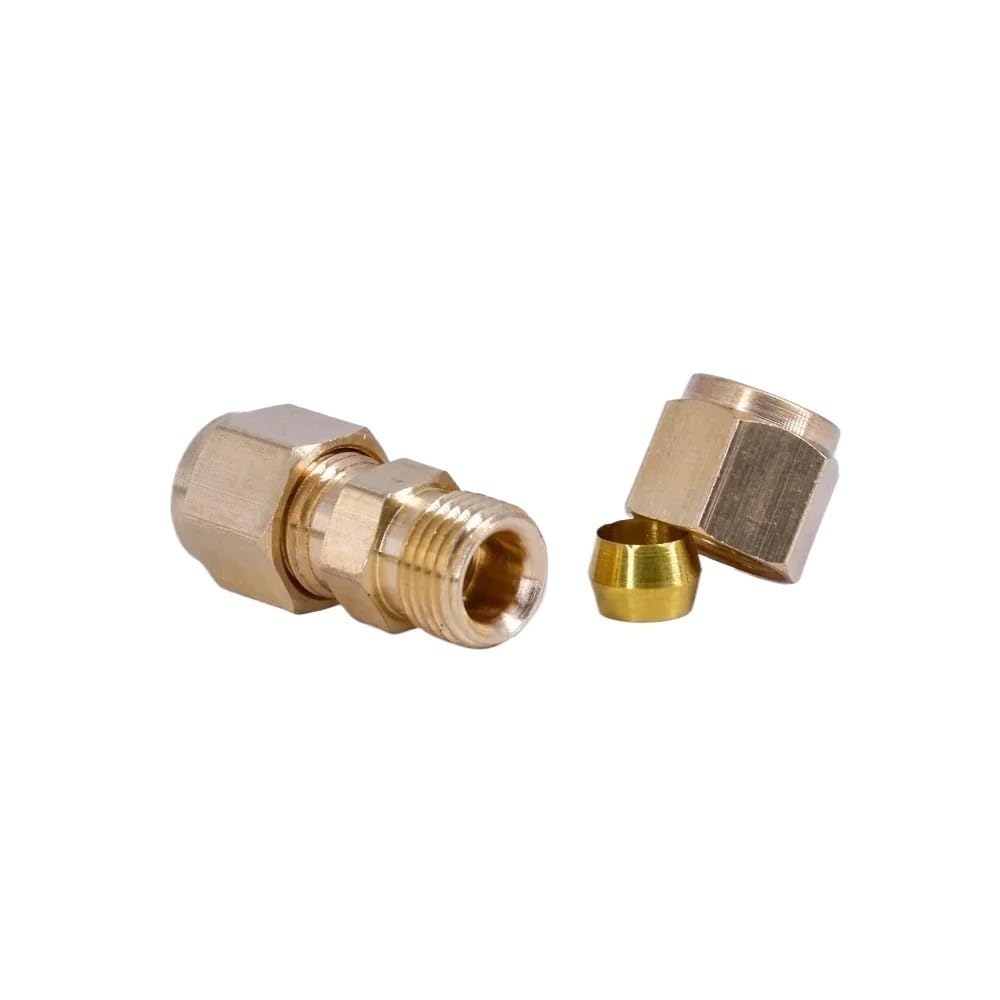 Ferrule-Rohradapter 5 Stück Rohrkompressionsverbindungen aus Messing, Messingverbinder for Gas, Öl, Wasser, gerader Rohradapter 3/16 1/4 5/8 Zoll(3/4 Inch)
