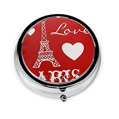Fashion Round Pill Box Medicine Storage Bag Pocket Or Easy to Use Pillcase Medicine Bag Storage Bag Uqihetk Red Paris