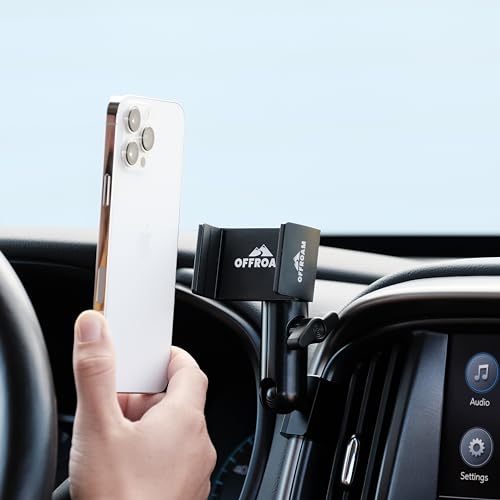 Offroam Phone Mount Made for Chevrolet Colorado | GMC Canyon 2015-2022, CNC-Machined Aluminium, Universal Spring Loaded Holder, 360-Degree Swivel, One-Hand Operation