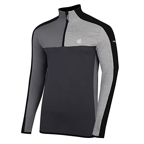 Dare 2b Herren Depose Core Stretch Lightweight Quick Drying Half Zip Top Dehnbare Mittelschicht, Schwarz/Ebenholzgrau, Größe S