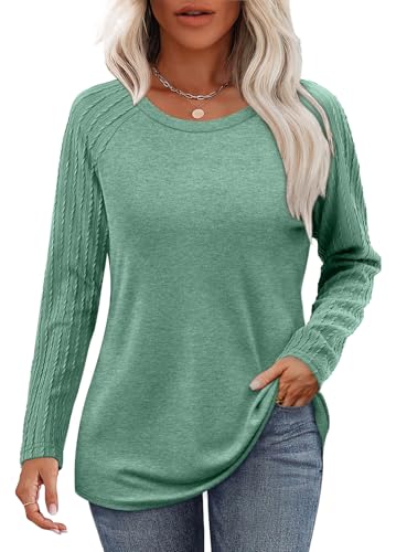 Image of OFEEFAN Long Sleeve Shirts for Womens Fall Fashion 2026 Crewneck Oversized Sweatshirt Tunic Tops to Wear with Leggings