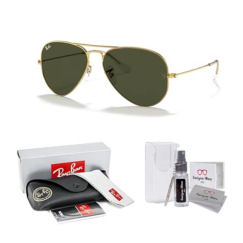 Ray-Ban RB3025 Metal Aviator Sunglasses For Men For Women +BUNDLE with ACCESSORY EYEWEAR KIT2