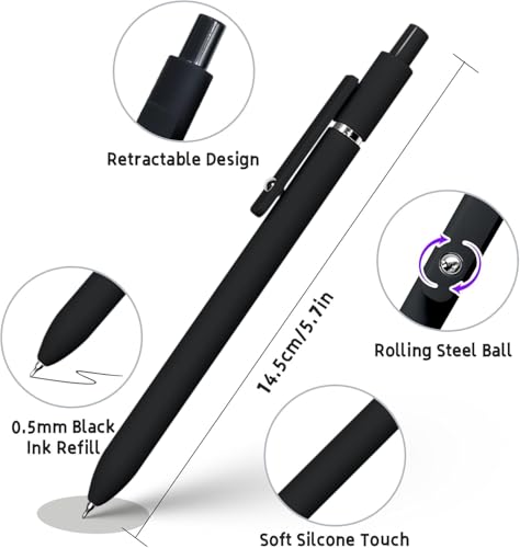 Image of 6 PCS Retractable Gel Pens Set, Quick Dry Black Ink 0.5mm Fine Point Pens, Smooth Writing Rollerball Gel Ink Pens with Soft Touch Grip for School, Office & Home Use (Black White Grey)