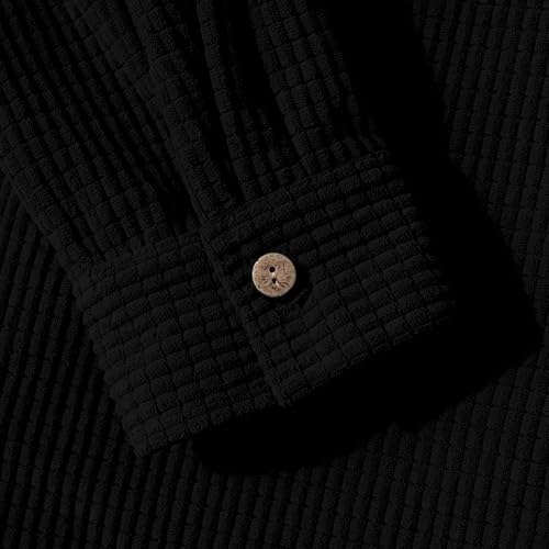 Men's Corduroy Shirt Jackets Long Sleeve Button-Down Casual Hooded Shacket Jacket Versatile Warm Outerwear with Pockets4