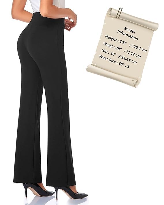 Image of VRENI Ribbed Stretchable Flared Pants for Women | Boot Cut Bell Bottom Pants for Women - Ideal for Yoga & Gym Wear, Casual Wear & Office Wear Trousers for Women