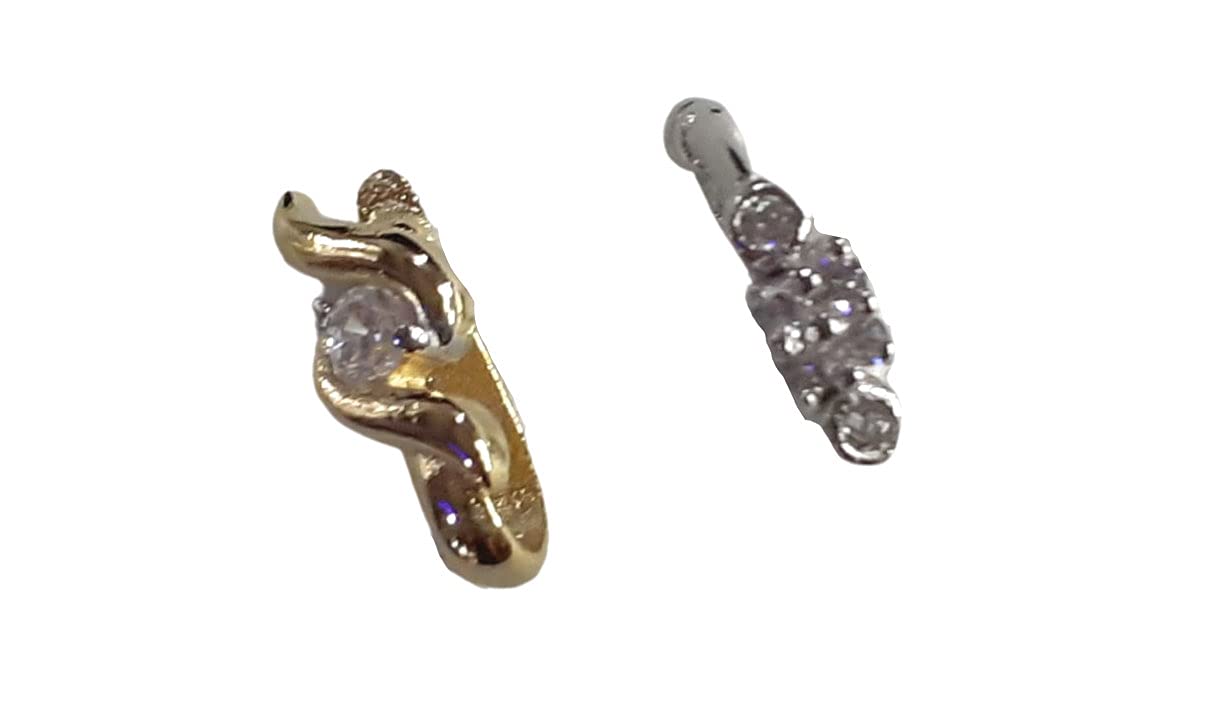 Mrigangi AD/CZ Nose Pin Stud Combo Pack of 2 without Piercing for Women and Girls