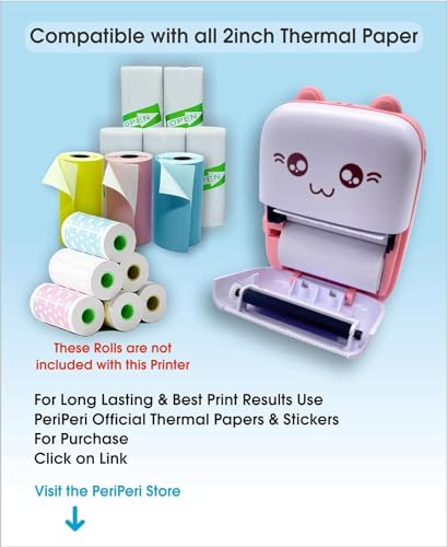 Image of TMY Mini Portable Thermal Printer Bluetooth Pocket Printer for Kids & Adults 57mm Inkless Photo & with 1 Roll+1 Extra Roll Prints B&W Notes& Stickers with 1 Year Warranty (TMYPP43)