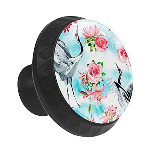 Boutons de tiroir grue et fleurs rouges pour rénover une vieille commode - 3