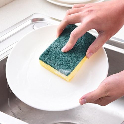 Image of Cello Kleeno Sponge Scrub Pad (Green and Yellow, Pack of 6)