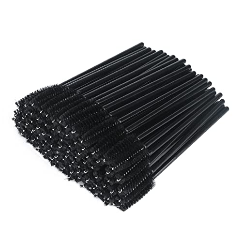Image of G2PLUS 50pcs Disposable Eyelash Brushes, Mascara Wands Applicator Makeup Kits, Eyelash Spoolies Brushes for Lash Extensions, Eyebrow Grooming, Makeup Kit, Salon Professional Use (Black)