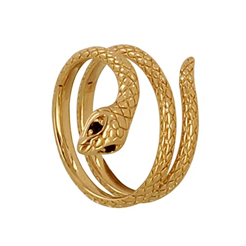 Bague serpent plaqué or oxydes noirs anti-ternissement