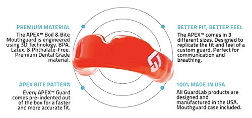 Image of GuardLab APEX Mouthguard for Sports | Boil and Bite Hockey, MMA, and Football Mouthpiece with 3D Technology | Tackle and Flag Football Gear for Kids and Adults