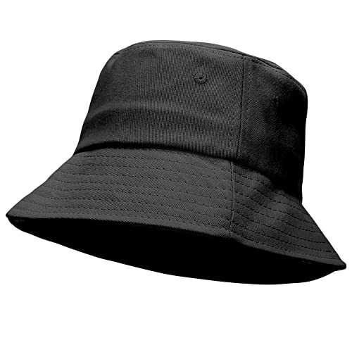 Image of Bucket Hat Plain Cotton Cap Boonie Hats Brim Sun Visor Safari Camping Summer Men Hats