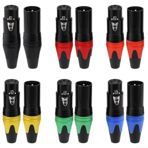 12 conectores XLR de 3 pines macho hembra compatibles con micrófonos, mezcladores, equipos de escenario y estudio