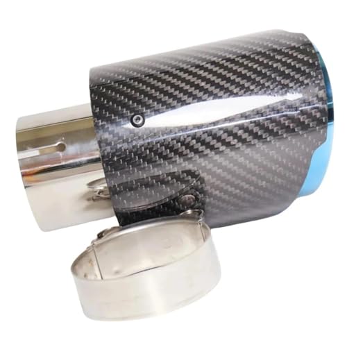 Silencieux buse embout pot d'échappement voiture en carbone bleu brillant 60mm 114mm - 3