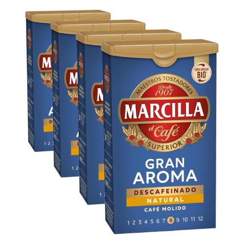 Marcilla Café Molido Descafeinado Natural 200 g (Paquete de 4)