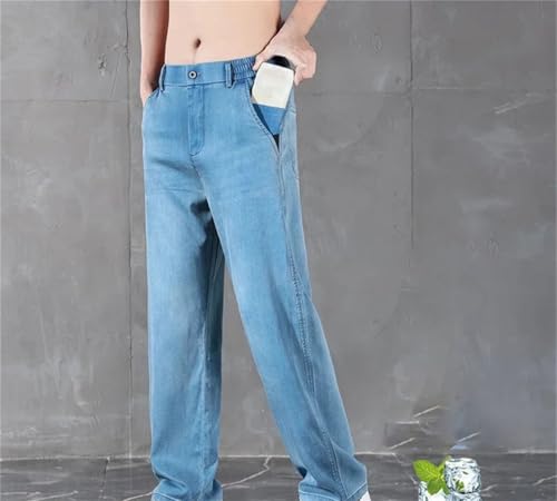 Men's Business Classic Thin Lyocell Jeans Straight Leg Stretch Comfortable Loose Fit Denim Trousers2