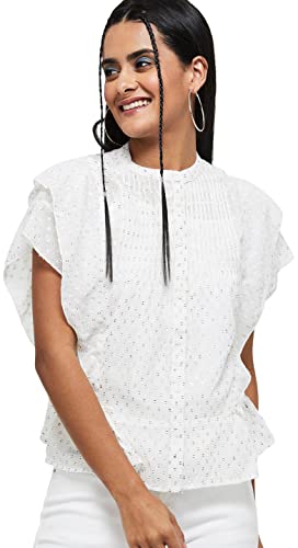 Image of Max Women Printed Batwing Sleeves Regular Fit Top with Inner