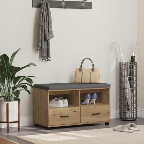 Banc de couloir meuble à chaussures bois étagère penderie salon rangement