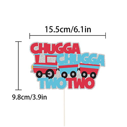 Chugga Chugga Two Two Cake Topper, 2Nd Birthday Railroad Party Decorations, Train Birthday Cake Decora, Second Birthday Baby Shower Prop Party Supplies #TOP1