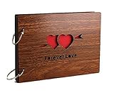 Wendin DIY Photo Album Wood Cover Anniversary Scrapbook 8 X 6 inches Self-Adhesive Picture Book with...