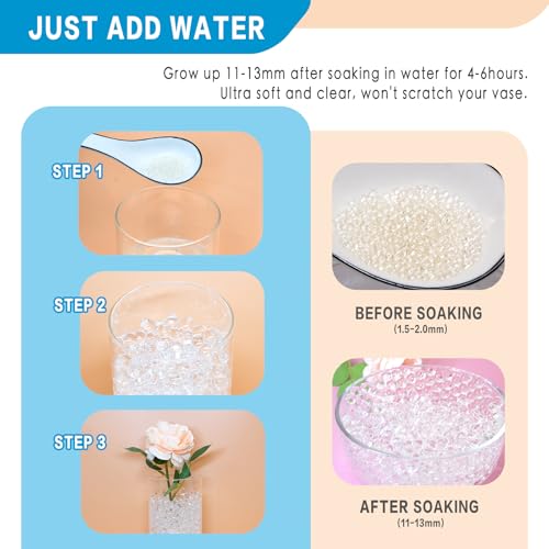 ORIKASO 180,000 Clear Water Gel Beads for Centerpieces, Tansparent Vase Filler for Floating Candle, Christmas Decoration, Wedding Centerpiece, Floral Decorations, Soilless Planting
